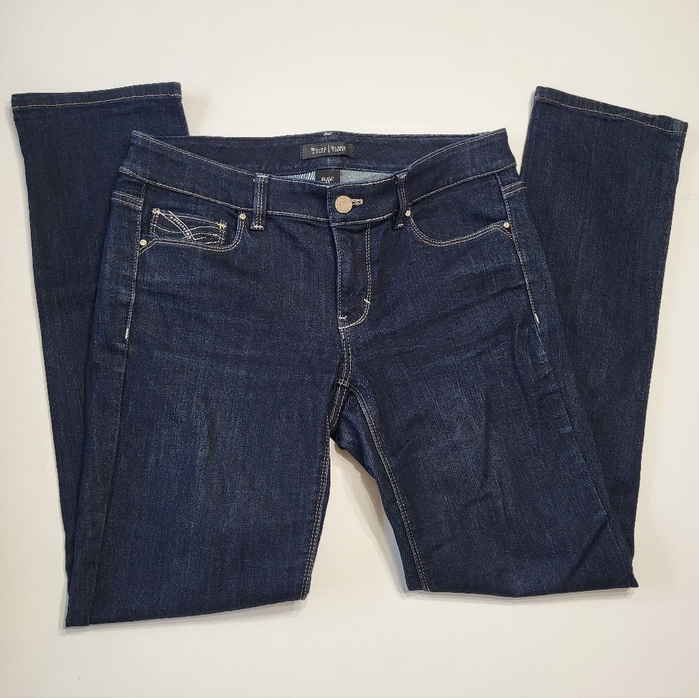 White House Black Market Blanc Dark Wash Slim Leg Blue Jeans Women's 4 Short